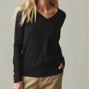 American Giant Black Long Sleeve V-Neck Tee Small New Made In USA Cotton